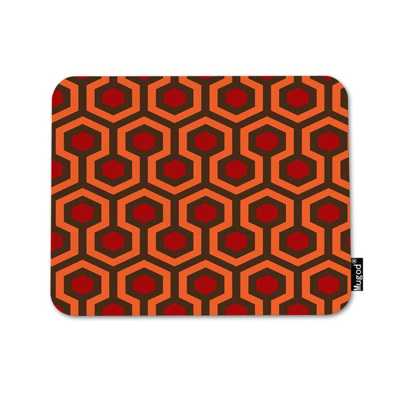 Mugod Hexagon Pattern Mouse Pad Geometric Trellis Polygon Red Orange Dark Brown Mouse Mat Non-Slip Rubber Base Mousepad for Computer Laptop PC Gaming Working Office & Home 9.5x7.9 Inch - Image 1